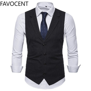 Men Suit Vest Fashion Slim Fit Thin Plaid Men Tops Slim Business Vest Waistcoat Man