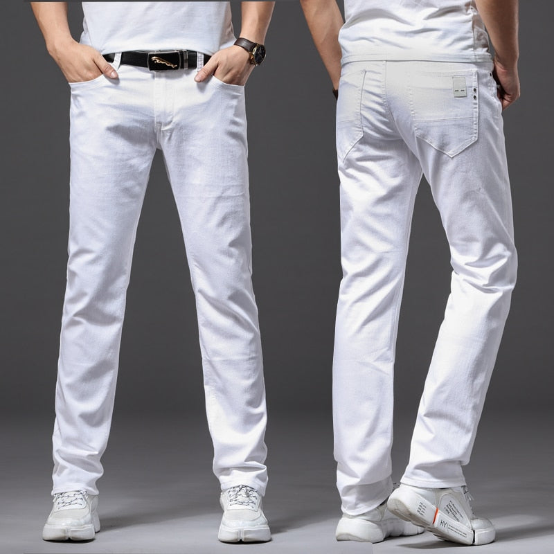 Men White Stretch Jeans pants