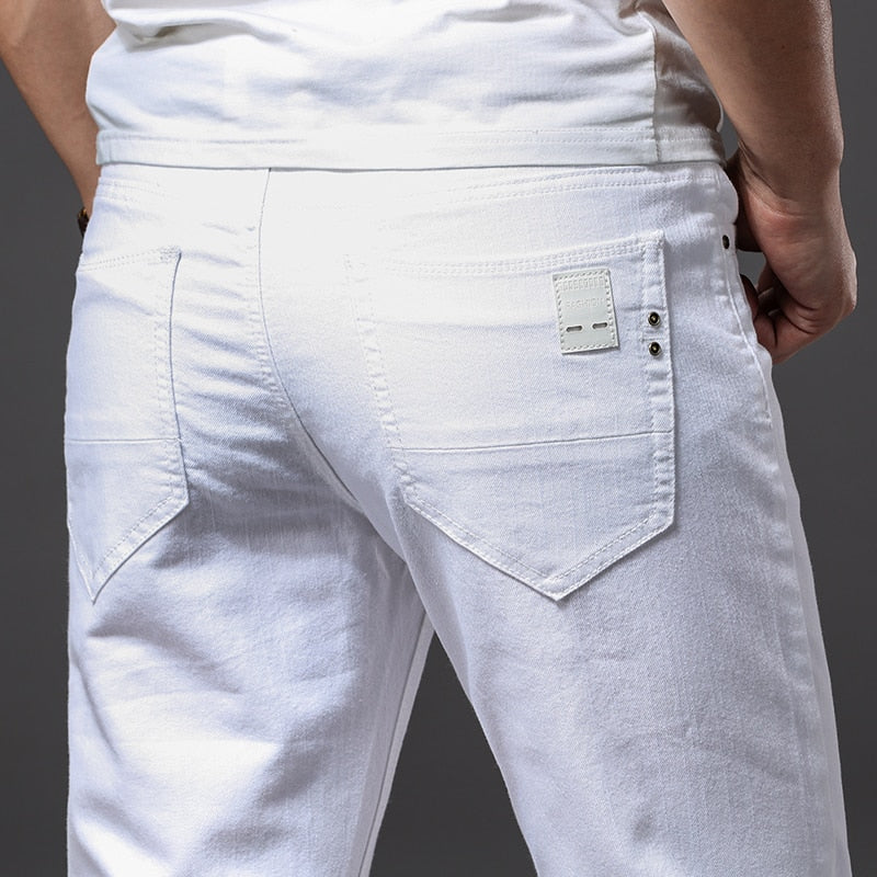 Men White Stretch Jeans pants