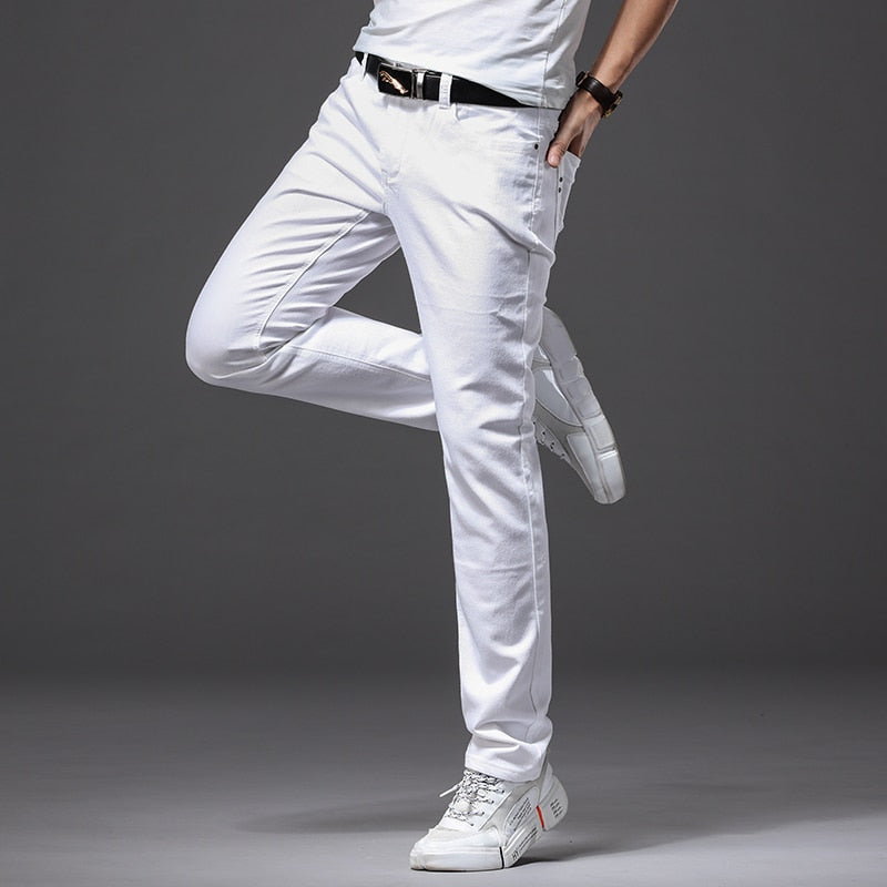 Men White Stretch Jeans pants