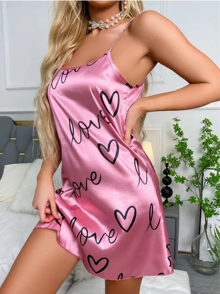 Women Sexy Sleeveless Nightdress Satin Lingerie