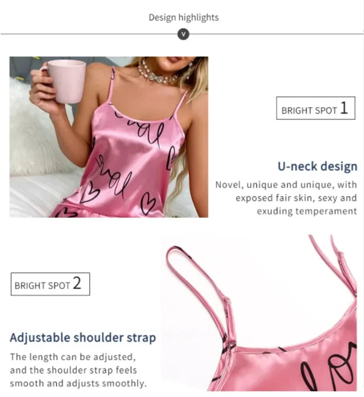 Women Sexy Sleeveless Nightdress Satin Lingerie