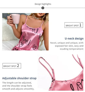 Women Sexy Sleeveless Nightdress Satin Lingerie