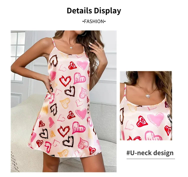 Women Sexy Sleeveless Nightdress Satin Lingerie