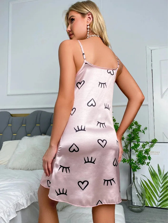 Women Sexy Sleeveless Nightdress Satin Lingerie
