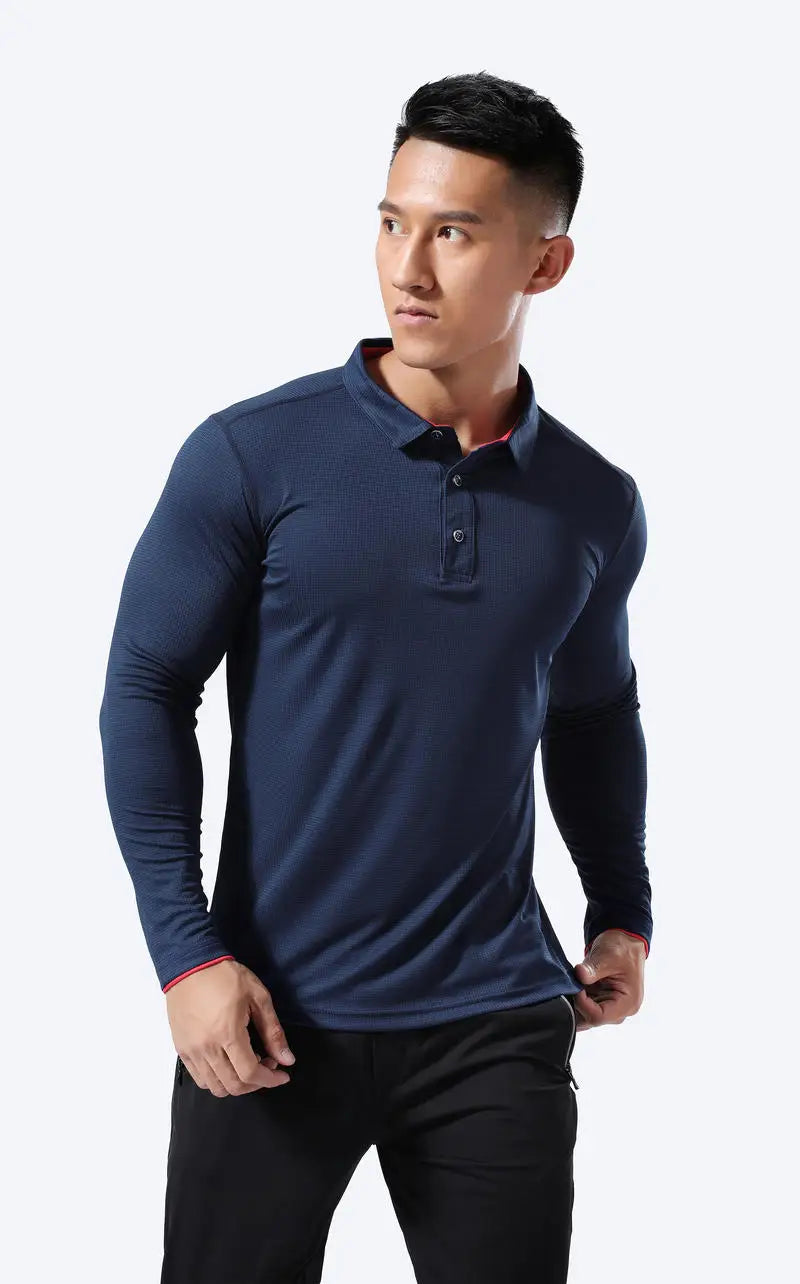 Plus Size Men Running Sport Shirts Tops Long Sleeve