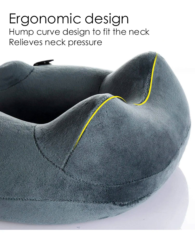 DENOR Press-inflatable neck U-shaped soft and comfortable crystal velvet ergonomic portable travel pillow