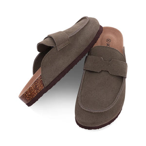 Women Fashion Cork Mules Soft Flats Slippers Cow Suede Clogs Outdoor Beach Shoes