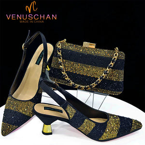 Elegant High Heels Shoes and Bag Set for Women