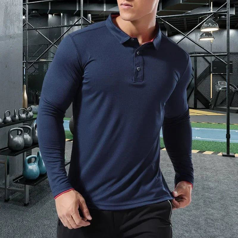 Plus Size Men Running Sport Shirts Tops Long Sleeve