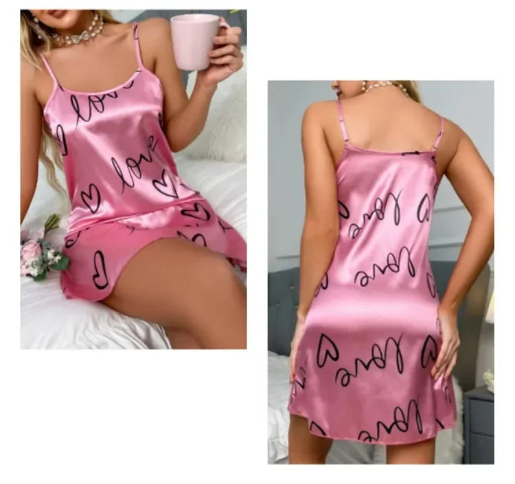 Women Sexy Sleeveless Nightdress Satin Lingerie