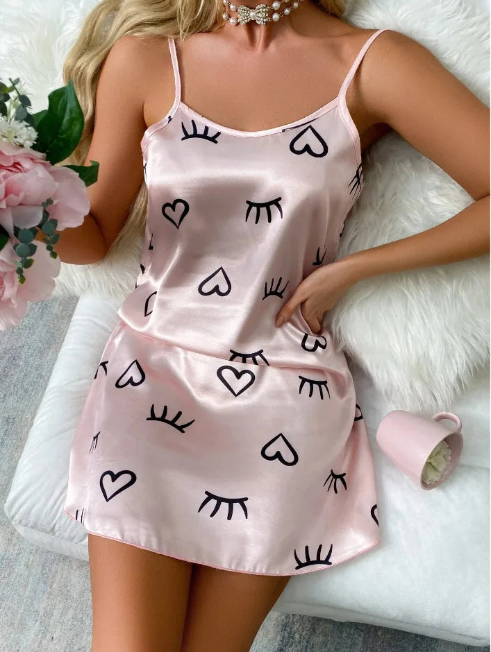 Women Sexy Sleeveless Nightdress Satin Lingerie
