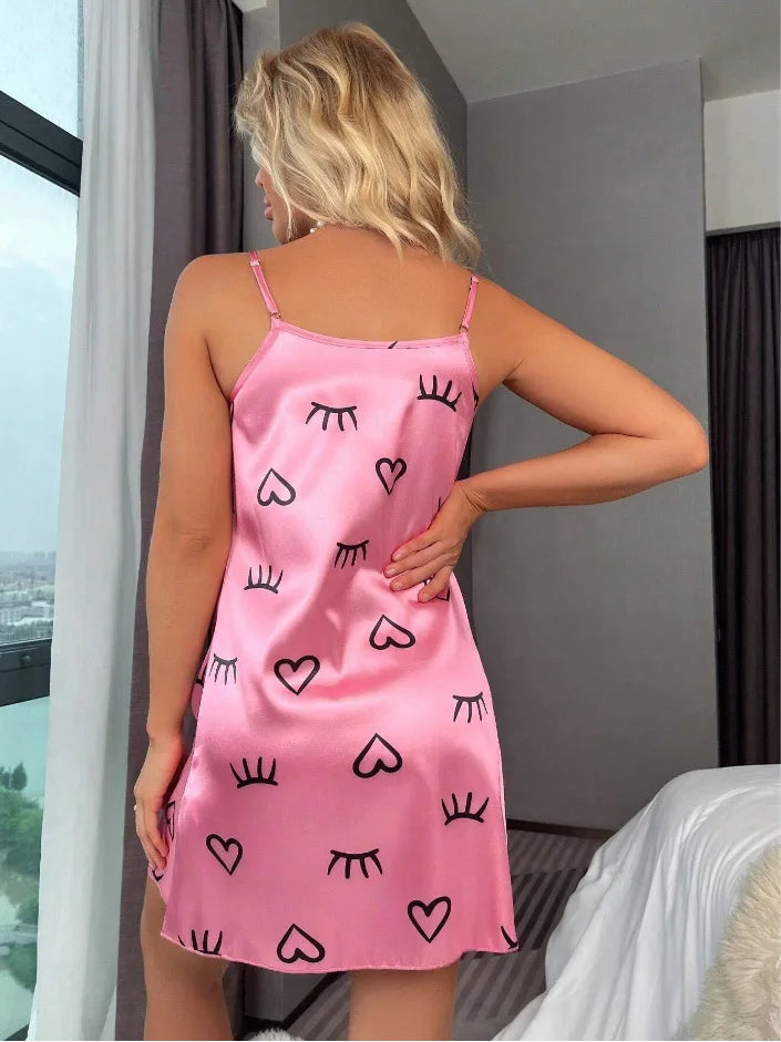 Women Sexy Sleeveless Nightdress Satin Lingerie