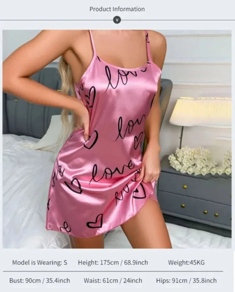 Women Sexy Sleeveless Nightdress Satin Lingerie