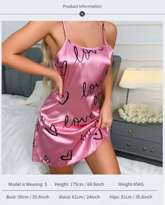 Women Sexy Sleeveless Nightdress Satin Lingerie