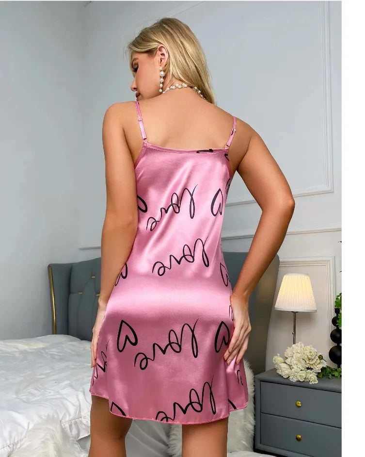Women Sexy Sleeveless Nightdress Satin Lingerie