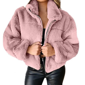 Women's Turn Down Collar Thick Plush Jackets