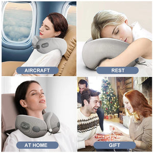 Portable U-Shaped Travel Pillows For Airplanes 3mode Heated Massage Memory Foam For Pain Relief Sleeping