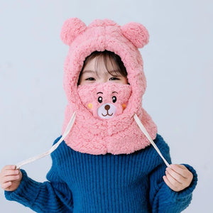 children's hat winter neck ear protection cute bear plush warm fashion