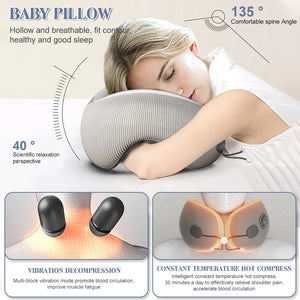 Portable U-Shaped Travel Pillows For Airplanes 3mode Heated Massage Memory Foam For Pain Relief Sleeping