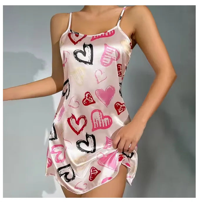 Women Sexy Sleeveless Nightdress Satin Lingerie