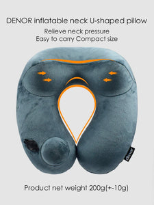 DENOR Press-inflatable neck U-shaped soft and comfortable crystal velvet ergonomic portable travel pillow