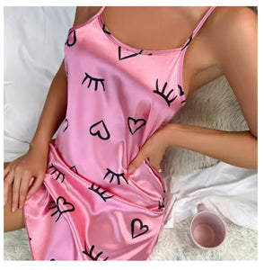 Women Sexy Sleeveless Nightdress Satin Lingerie