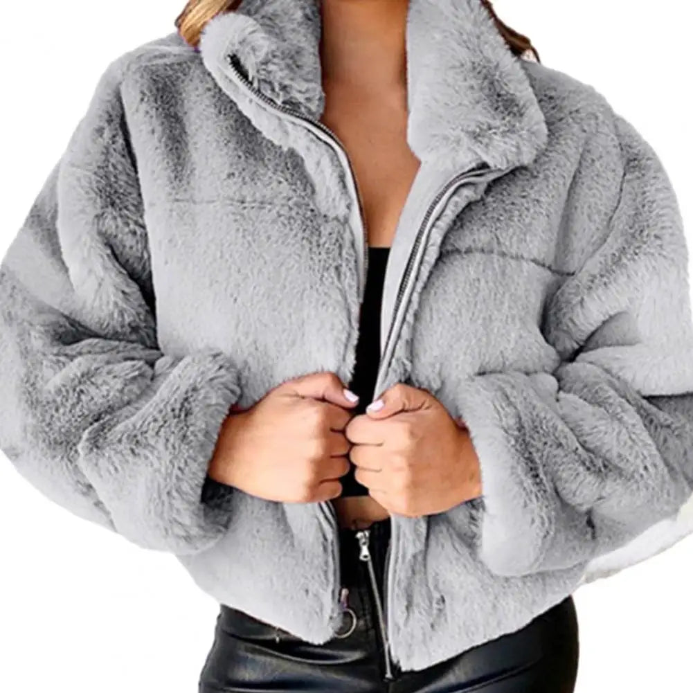 Women's Turn Down Collar Thick Plush Jackets