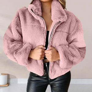 Women's Turn Down Collar Thick Plush Jackets