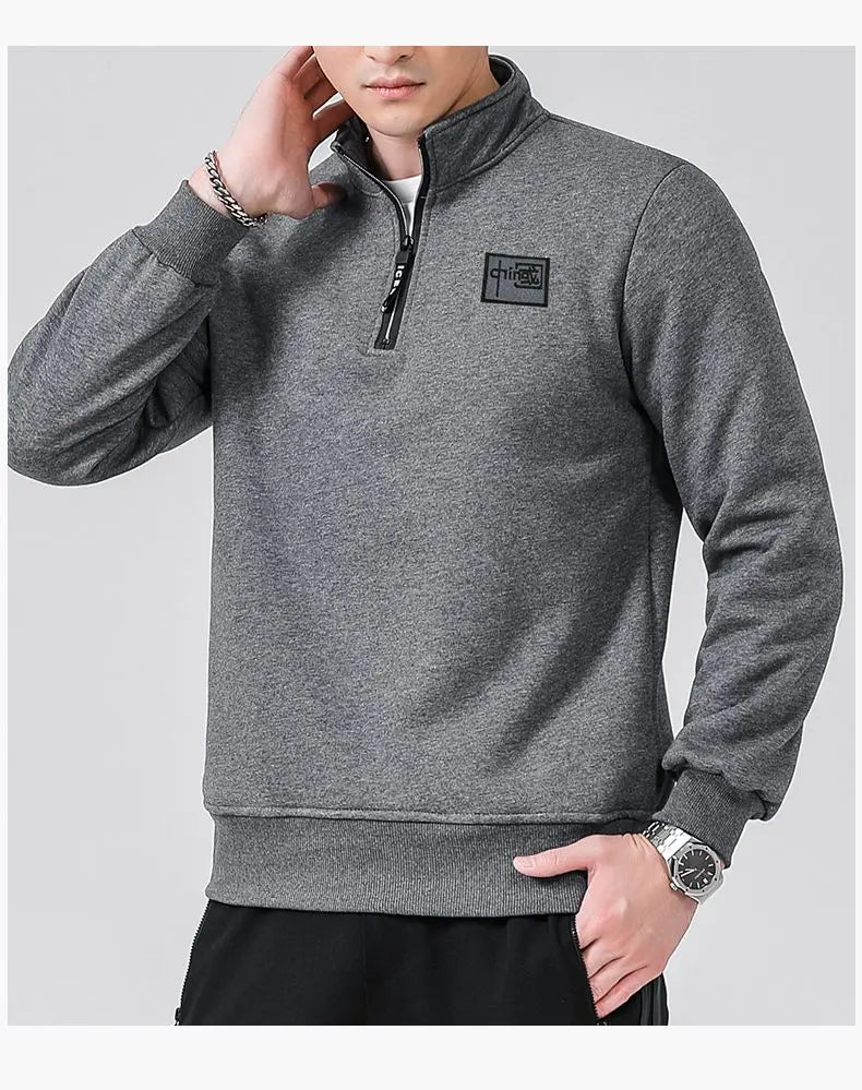 Sweatshirt Men Long Sleeves Fleece Lined Warm Sweatshirt Pure