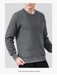 Sweatshirt Men Long Sleeves Fleece Lined Warm Sweatshirt Pure