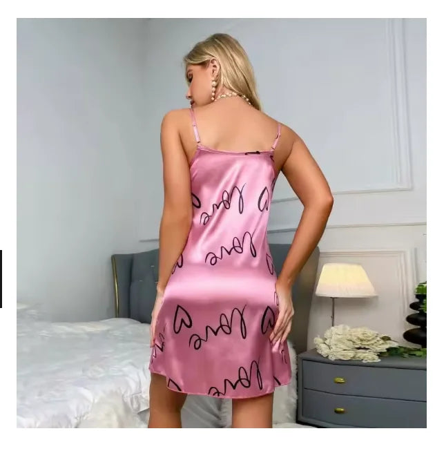 Women Sexy Sleeveless Nightdress Satin Lingerie