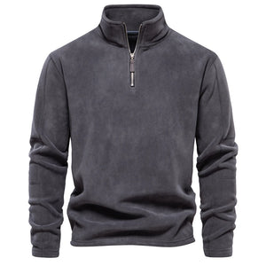 Warm Fleece Men's Sweatshirt Zipper Neck Pullover