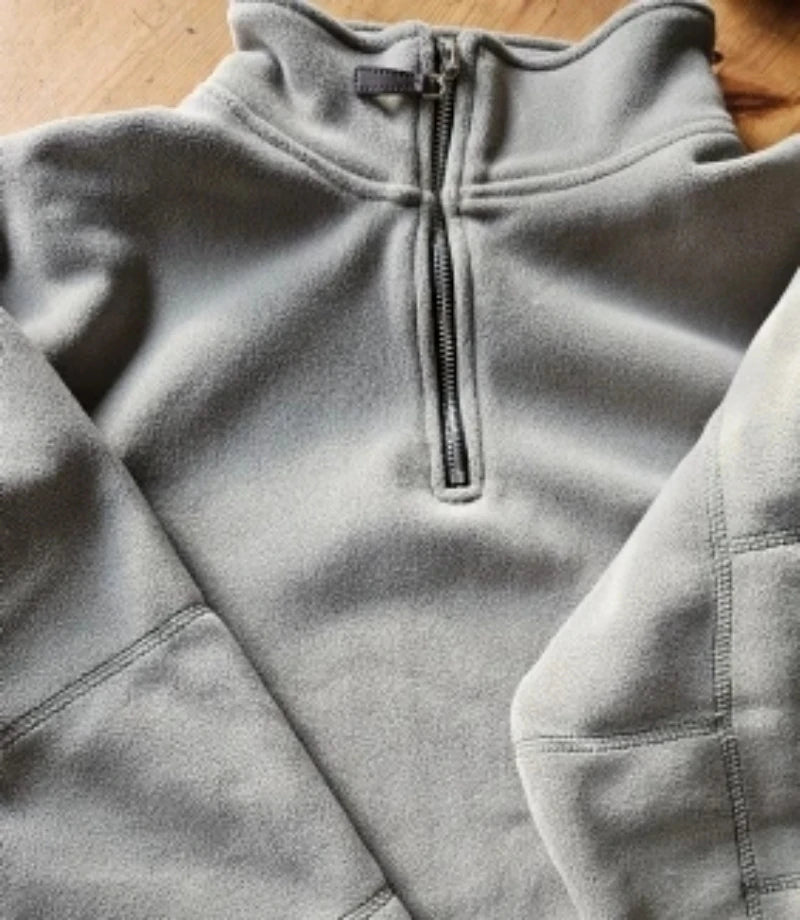 Warm Fleece Men's Sweatshirt Zipper Neck Pullover