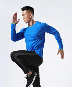 Plus Size Men Running Sport Shirts Tops Long Sleeve