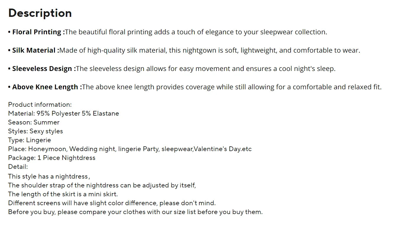 Women Sexy Sleeveless Nightdress Satin Lingerie