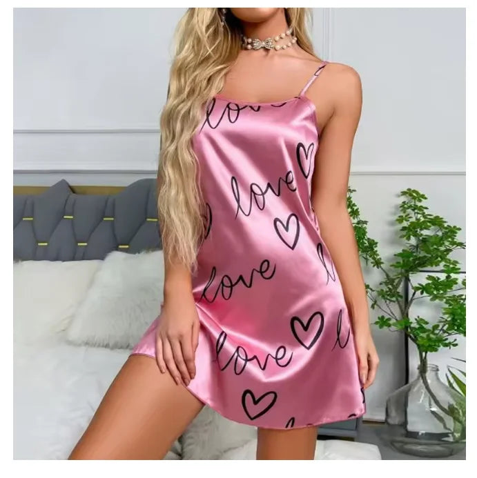 Women Sexy Sleeveless Nightdress Satin Lingerie