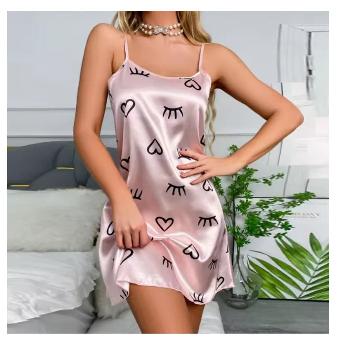 Women Sexy Sleeveless Nightdress Satin Lingerie