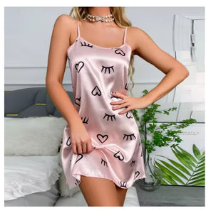 Women Sexy Sleeveless Nightdress Satin Lingerie