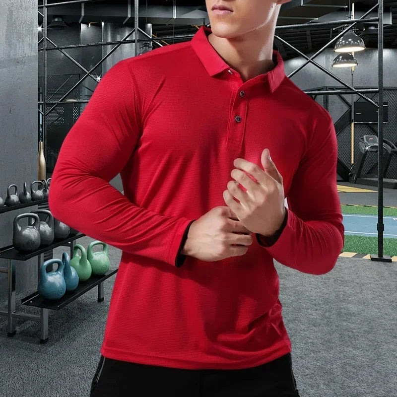 Plus Size Men Running Sport Shirts Tops Long Sleeve