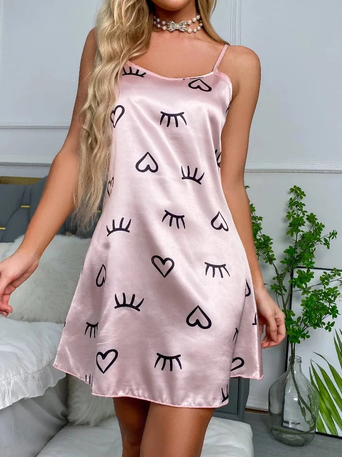 Women Sexy Sleeveless Nightdress Satin Lingerie