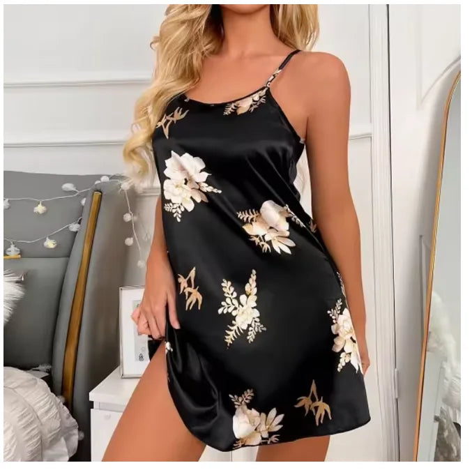 Women Sexy Sleeveless Nightdress Satin Lingerie