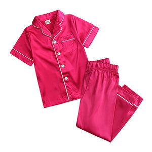 2pcs Boy Girl Pajamas Silk