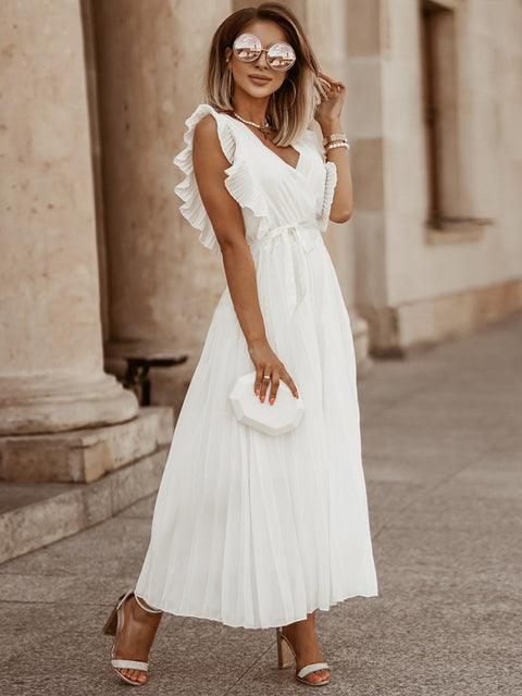 Fashion Sleeveless Long Dress V neck