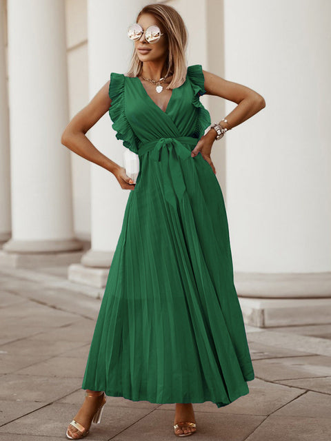 Fashion Sleeveless Long Dress V neck