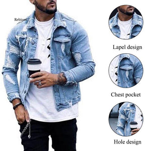 Casual Denim Ripped Jean Jacket