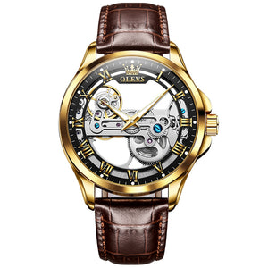 OLEVS Luxury Automatic Mechanical Leather Strap Wristwatch