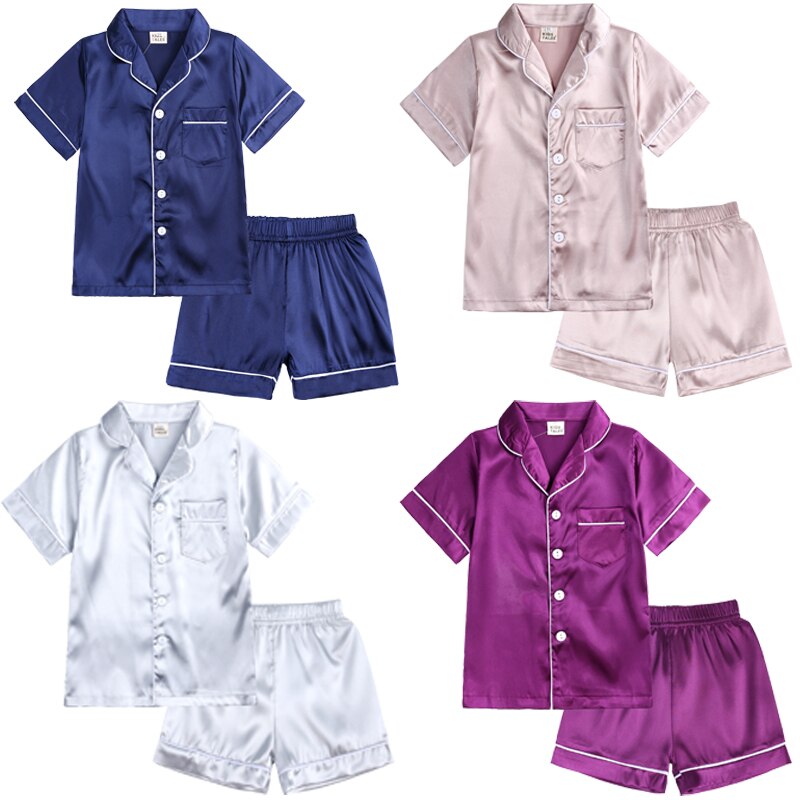 2pcs Boy Girl Pajamas Silk