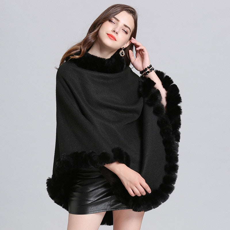 Velvet Warm Knitted O Neck Fur Coat