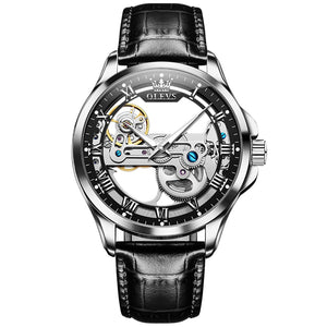 OLEVS Luxury Automatic Mechanical Leather Strap Wristwatch